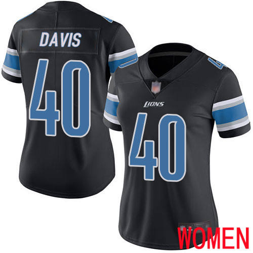Detroit Lions Limited Black Women Jarrad Davis Jersey NFL Football #40 Rush Vapor Untouchable->women nfl jersey->Women Jersey